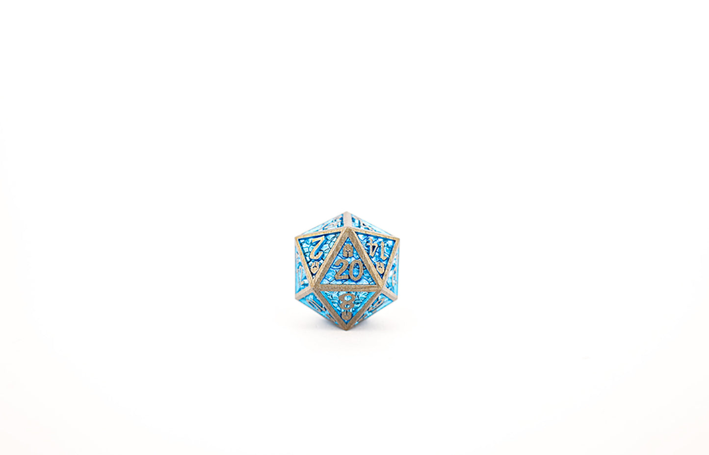 LPG Dice RPG Set Draco Bright Blue/Brass
