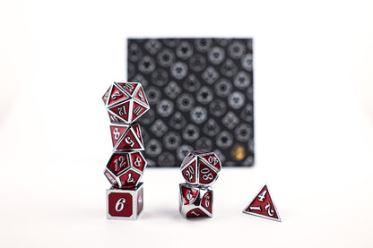 LPG Dice RPG Set Serif Red/Silver