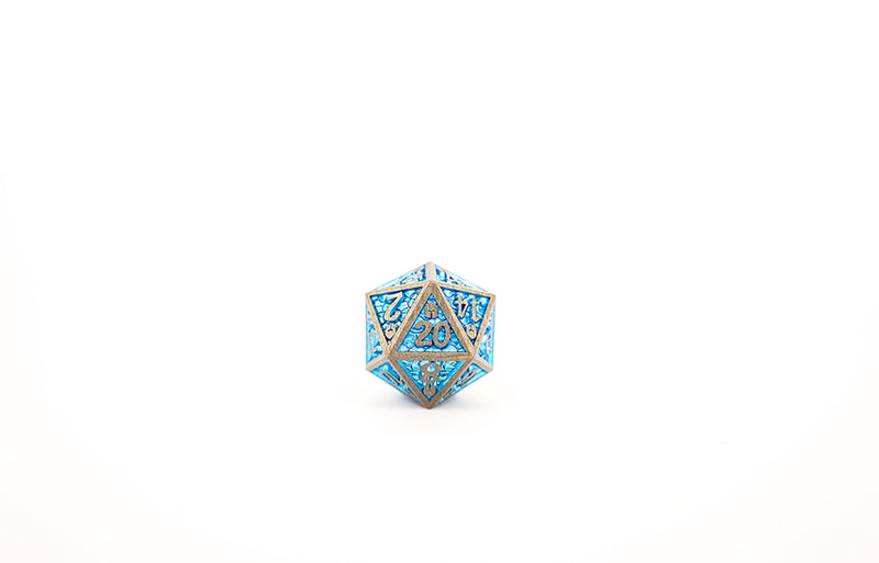 LPG Dice RPG Set Draco Bright Blue/Brass