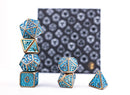 LPG Dice RPG Set Draco Bright Blue/Brass