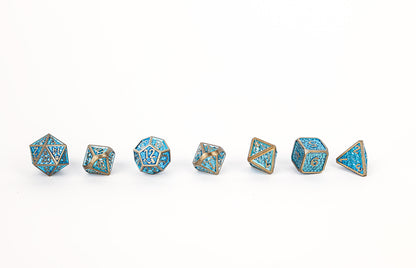 LPG Dice RPG Set Draco Bright Blue/Brass