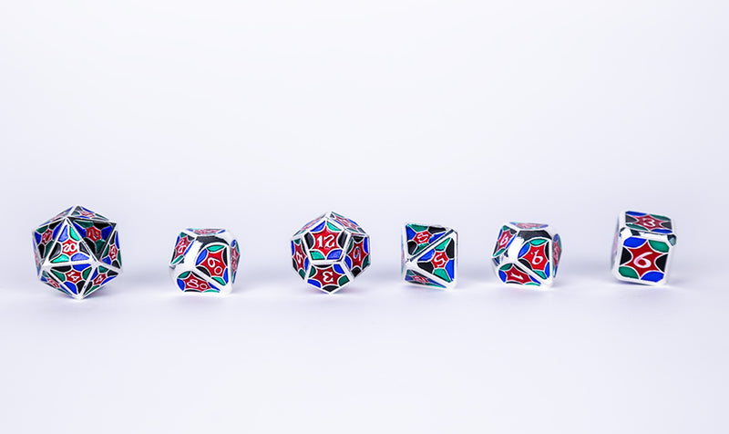 LPG Dice RPG Set Leadlight 4 Colour/Silver